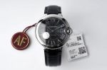 AF Factory Cartier Ballon Bleu 316L Stainless Steel Case Black Leather Strap Watch